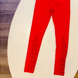 Victoria’s Secret Sport Leggings-Red-Lace Up Leg